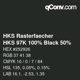 カラーコード: HKS Rasterfaecher - HKS 97K 100% Black 50% | qconv.com