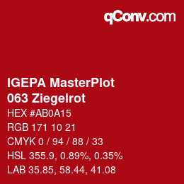 カラーコード: IGEPA MasterPlot - 063 Ziegelrot | qconv.com