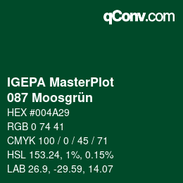 颜色代码: IGEPA MasterPlot - 087 Moosgrün | qconv.com