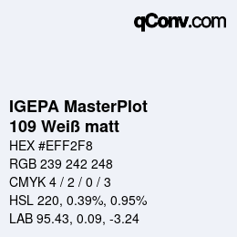 Código de color: IGEPA MasterPlot - 109 Weiß matt | qconv.com