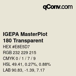 カラーコード: IGEPA MasterPlot - 180 Transparent | qconv.com