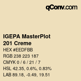 Farbcode: IGEPA MasterPlot - 201 Creme | qconv.com