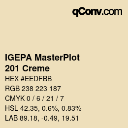 Code couleur: IGEPA MasterPlot - 201 Creme | qconv.com