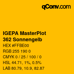 Farbcode: IGEPA MasterPlot - 362 Sonnengelb | qconv.com