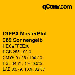 カラーコード: IGEPA MasterPlot - 362 Sonnengelb | qconv.com