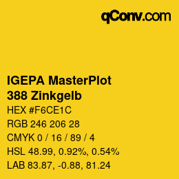 Farbcode: IGEPA MasterPlot - 388 Zinkgelb | qconv.com