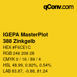 Código de color: IGEPA MasterPlot - 388 Zinkgelb | qconv.com