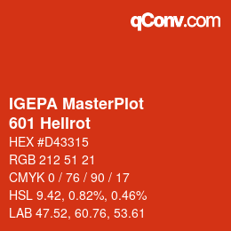 Code couleur: IGEPA MasterPlot - 601 Hellrot | qconv.com