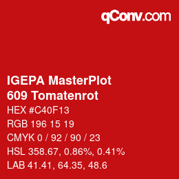 Farbcode: IGEPA MasterPlot - 609 Tomatenrot | qconv.com