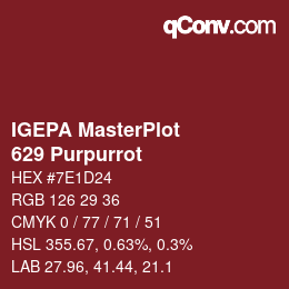 カラーコード: IGEPA MasterPlot - 629 Purpurrot | qconv.com