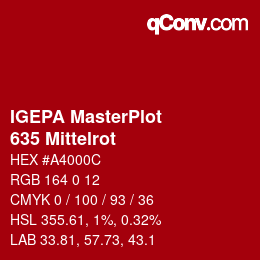 カラーコード: IGEPA MasterPlot - 635 Mittelrot | qconv.com