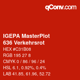 Code couleur: IGEPA MasterPlot - 636 Verkehrsrot | qconv.com