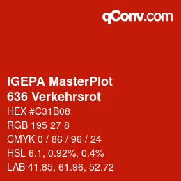 カラーコード: IGEPA MasterPlot - 636 Verkehrsrot | qconv.com