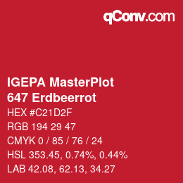 カラーコード: IGEPA MasterPlot - 647 Erdbeerrot | qconv.com