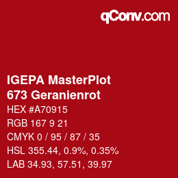 カラーコード: IGEPA MasterPlot - 673 Geranienrot | qconv.com