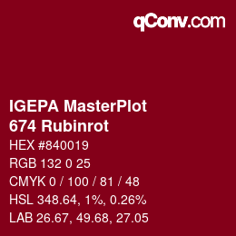 Code couleur: IGEPA MasterPlot - 674 Rubinrot | qconv.com