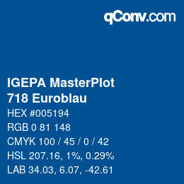 カラーコード: IGEPA MasterPlot - 718 Euroblau | qconv.com