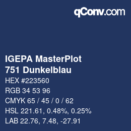 Code couleur: IGEPA MasterPlot - 751 Dunkelblau | qconv.com