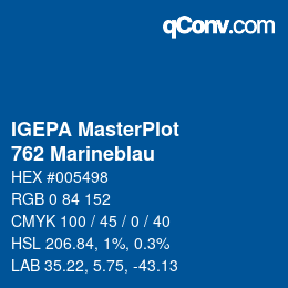 カラーコード: IGEPA MasterPlot - 762 Marineblau | qconv.com