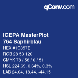 Código de color: IGEPA MasterPlot - 764 Saphirblau | qconv.com