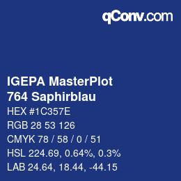 Code couleur: IGEPA MasterPlot - 764 Saphirblau | qconv.com