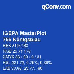 Farbcode: IGEPA MasterPlot - 765 Königsblau | qconv.com