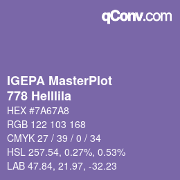 カラーコード: IGEPA MasterPlot - 778 Helllila | qconv.com