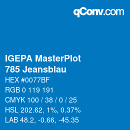 カラーコード: IGEPA MasterPlot - 785 Jeansblau | qconv.com