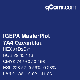カラーコード: IGEPA MasterPlot - 7A4 Ozeanblau | qconv.com