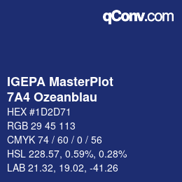 カラーコード: IGEPA MasterPlot - 7A4 Ozeanblau | qconv.com