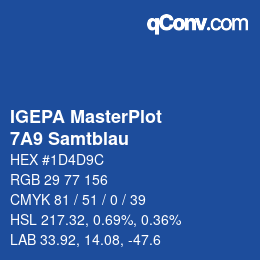 カラーコード: IGEPA MasterPlot - 7A9 Samtblau | qconv.com