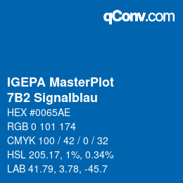 Farbcode: IGEPA MasterPlot - 7B2 Signalblau | qconv.com