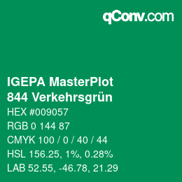 Code couleur: IGEPA MasterPlot - 844 Verkehrsgrün | qconv.com