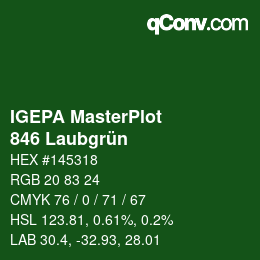 Código de color: IGEPA MasterPlot - 846 Laubgrün | qconv.com