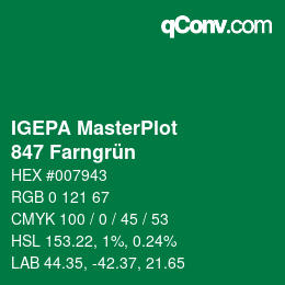 Farbcode: IGEPA MasterPlot - 847 Farngrün | qconv.com