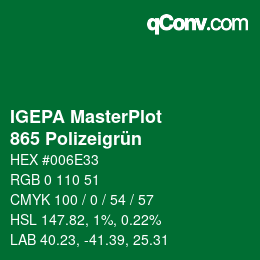 カラーコード: IGEPA MasterPlot - 865 Polizeigrün | qconv.com