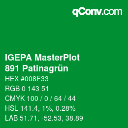 カラーコード: IGEPA MasterPlot - 891 Patinagrün | qconv.com