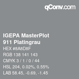 Código de color: IGEPA MasterPlot - 911 Platingrau | qconv.com