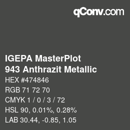 Code couleur: IGEPA MasterPlot - 943 Anthrazit Metallic | qconv.com