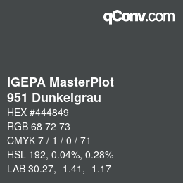 颜色代码: IGEPA MasterPlot - 951 Dunkelgrau | qconv.com