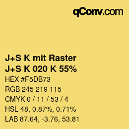 Code couleur: J+S K mit Raster - J+S K 020 K 55% | qconv.com