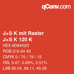 Code couleur: J+S K mit Raster - J+S K 120 K | qconv.com