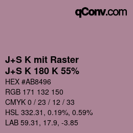 カラーコード: J+S K mit Raster - J+S K 180 K 55% | qconv.com