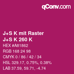 Code couleur: J+S K mit Raster - J+S K 260 K | qconv.com