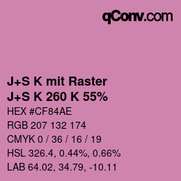 Farbcode: J+S K mit Raster - J+S K 260 K 55% | qconv.com