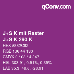 Farbcode: J+S K mit Raster - J+S K 290 K | qconv.com