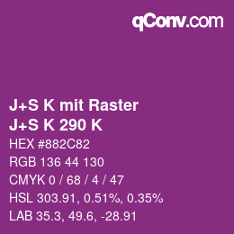 Código de color: J+S K mit Raster - J+S K 290 K | qconv.com