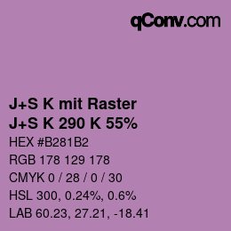 Color code: J+S K mit Raster - J+S K 290 K 55% | qconv.com