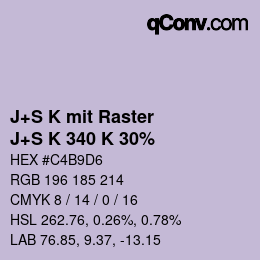 カラーコード: J+S K mit Raster - J+S K 340 K 30% | qconv.com