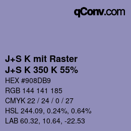 カラーコード: J+S K mit Raster - J+S K 350 K 55% | qconv.com